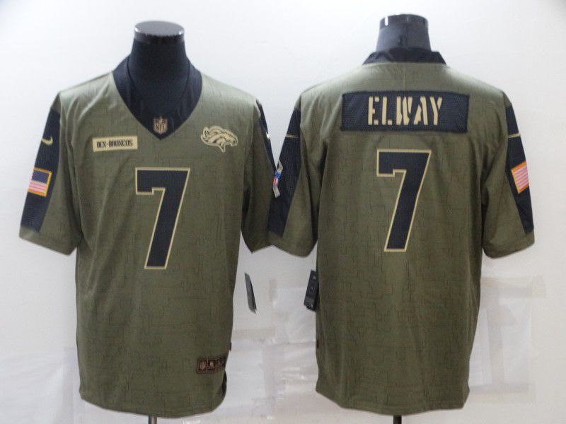 Men Denver Broncos 7 Elway green Nike Olive Salute To Service Limited NFL Jersey